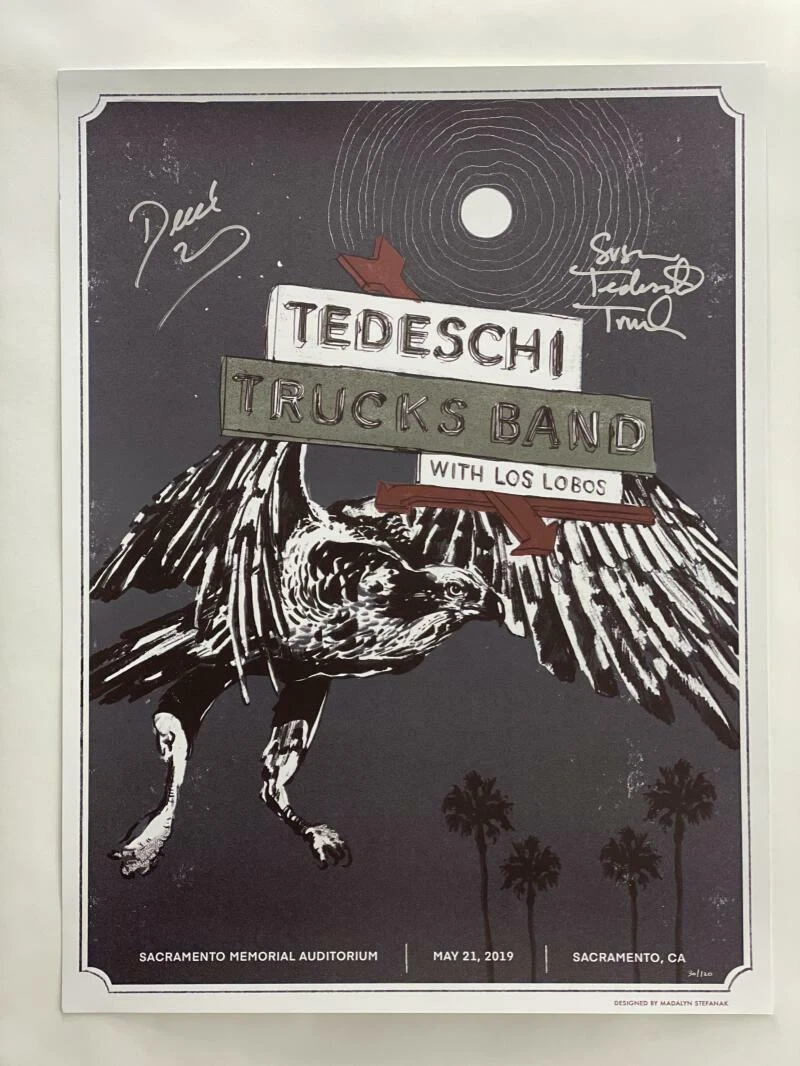 TEDESCHI TRUCKS BAND SIGNED AUTOGRAPH 18X24 CONCERT TOUR POSTER SACRAMENTO 2019