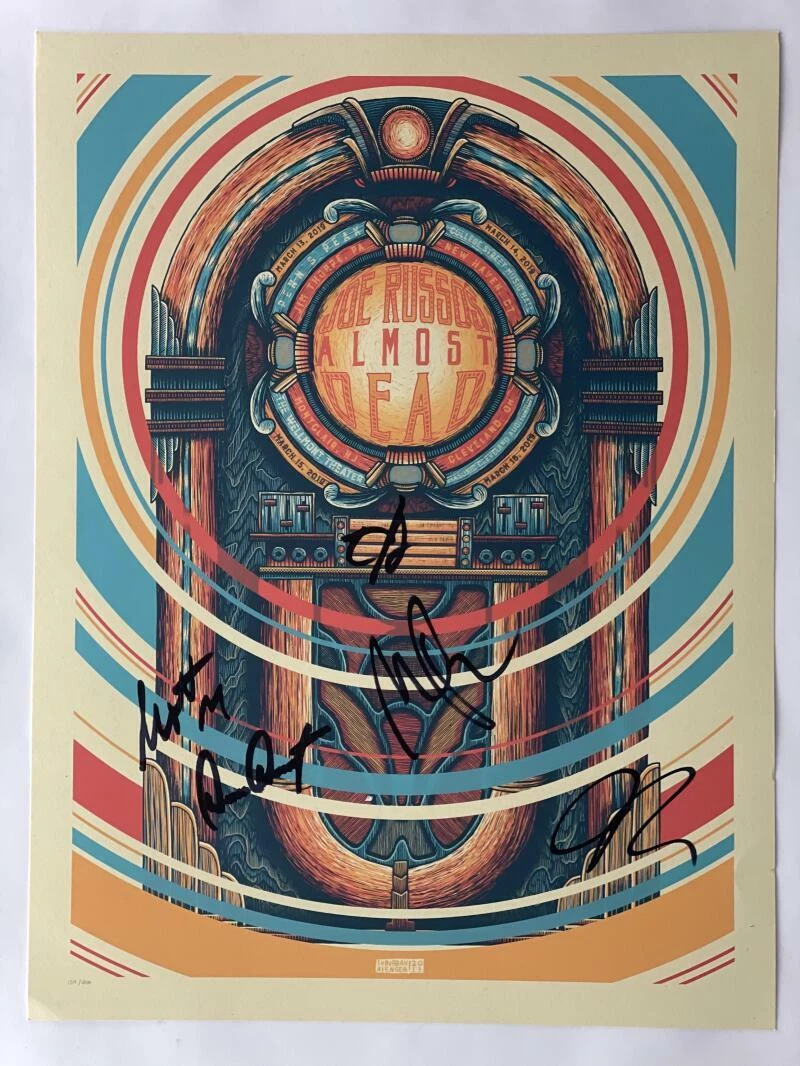 JOE RUSSO'S ALMOST DEAD (X5) SIGNED AUTOGRAPH 18X24 CONCERT TOUR POSTER - 2019