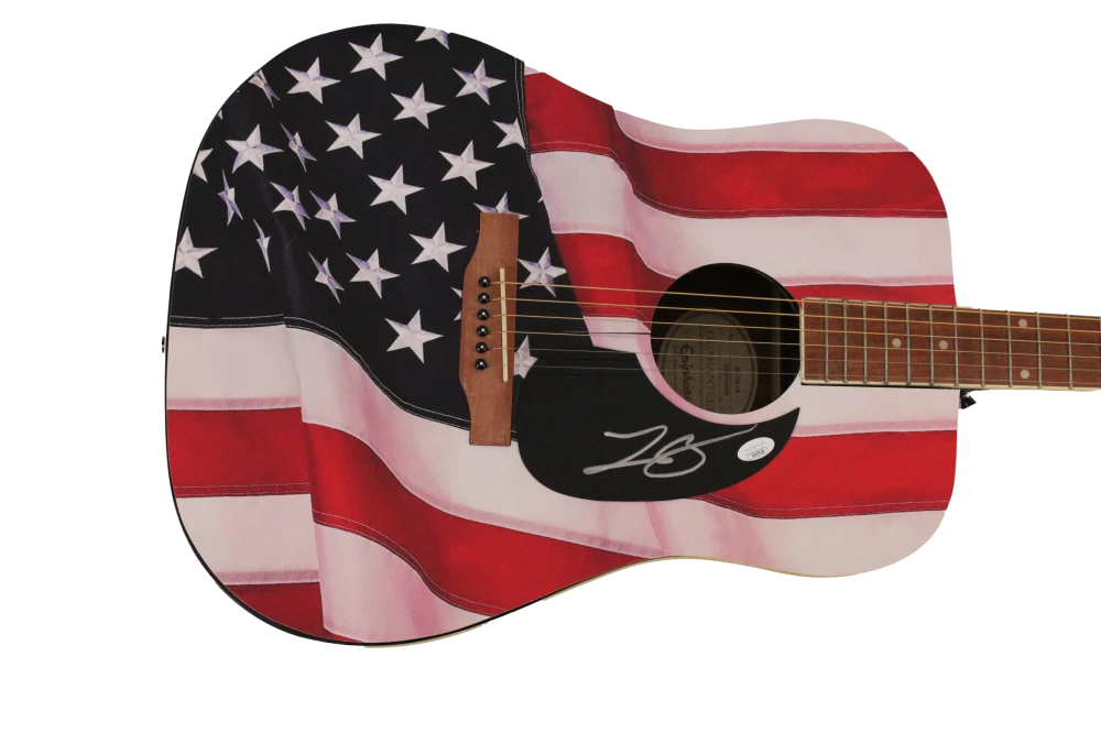LEE BRICE SIGNED AUTOGRAPH CUSTOM AMERICAN FLAG GIBSON EPIPHONE GUITAR W/ JSA