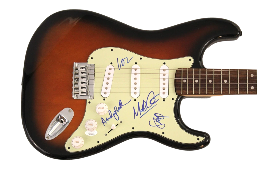 RIDE FULL BAND (x4) SIGNED AUTOGRAPH FS FENDER ELECTRIC GUITAR LOZ COLBERT + JSA