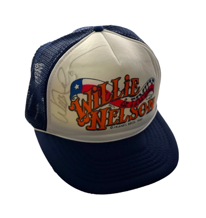 WILLIE NELSON SIGNED AUTOGRAPH FAMILY TRUCKER HAT - VINTAGE SIGNATURE! W/ JSA
