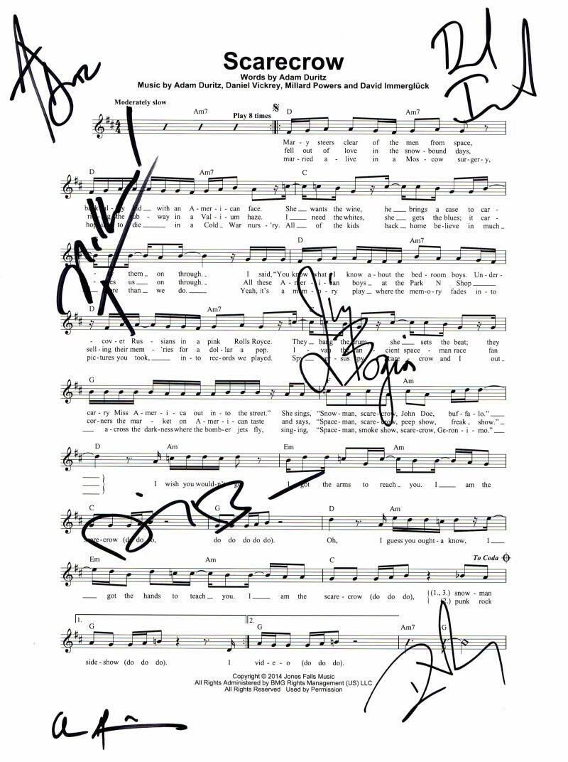 COUNTING CROWS BAND (X7) SIGNED AUTOGRAPH 