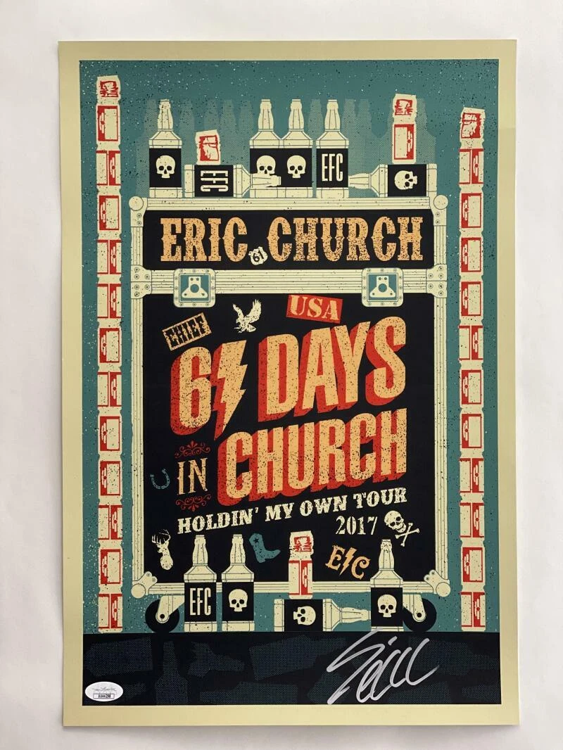 ERIC CHURCH SIGNED AUTOGRAPH 12X18 CONCERT TOUR POSTER - HOLDIN MY OWN 2017 JSA