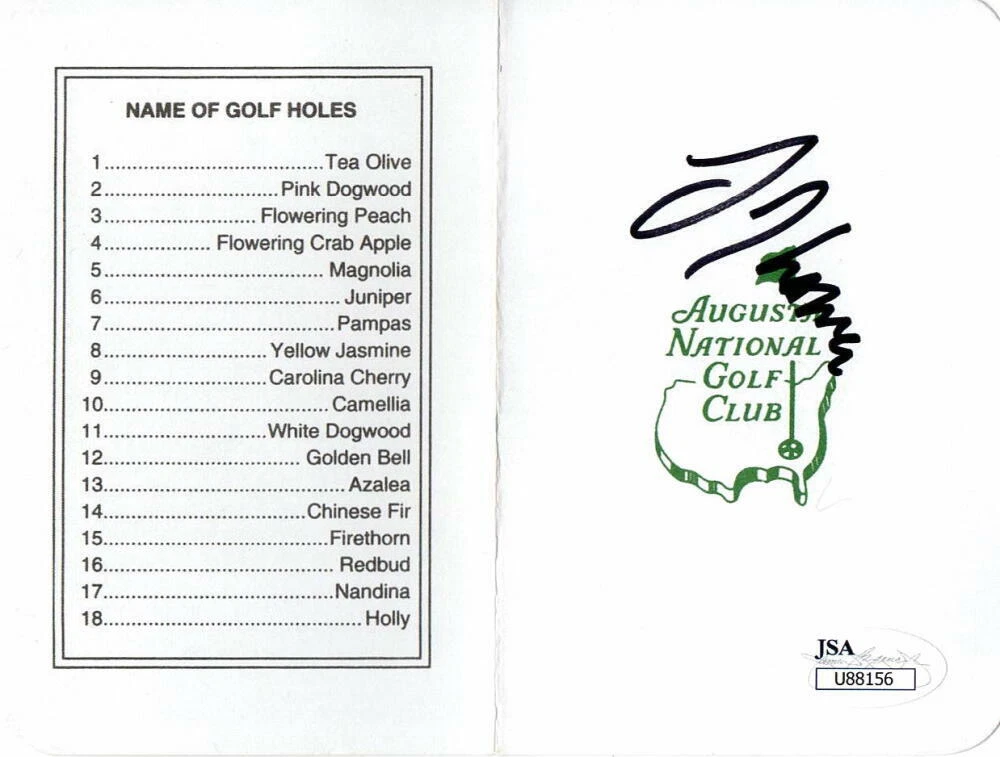 JUSTIN THOMAS SIGNED AUTOGRAPH AUGUSTA NATIONAL SCORECARD - PGA CHAMPION W/ JSA