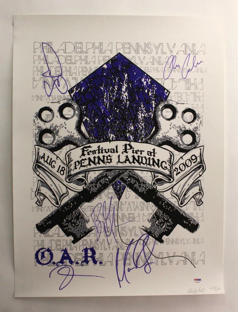 O.A.R. OAR BAND SIGNED AUTOGRAPH 18X24 CONCERT TOUR POSTER PHILADELPHIA 2009 PSA