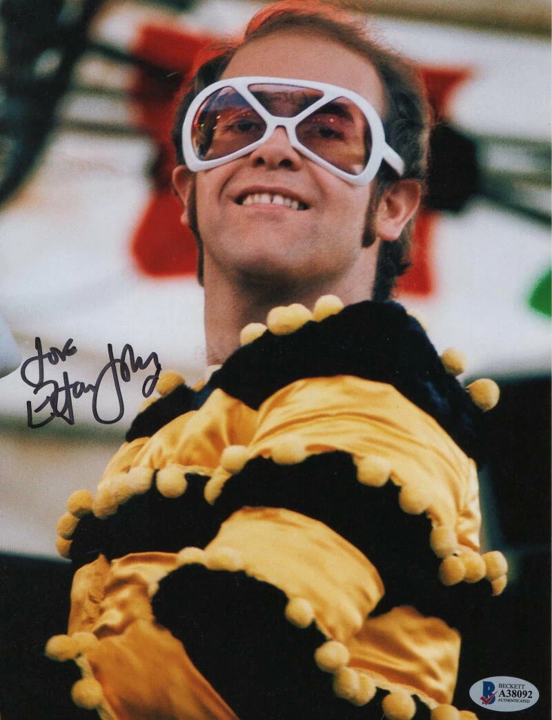 ELTON JOHN SIGNED AUTOGRAPH 8X10 PHOTO - CAPTAIN FANTASTIC YELLOW BRICK ROAD BAS