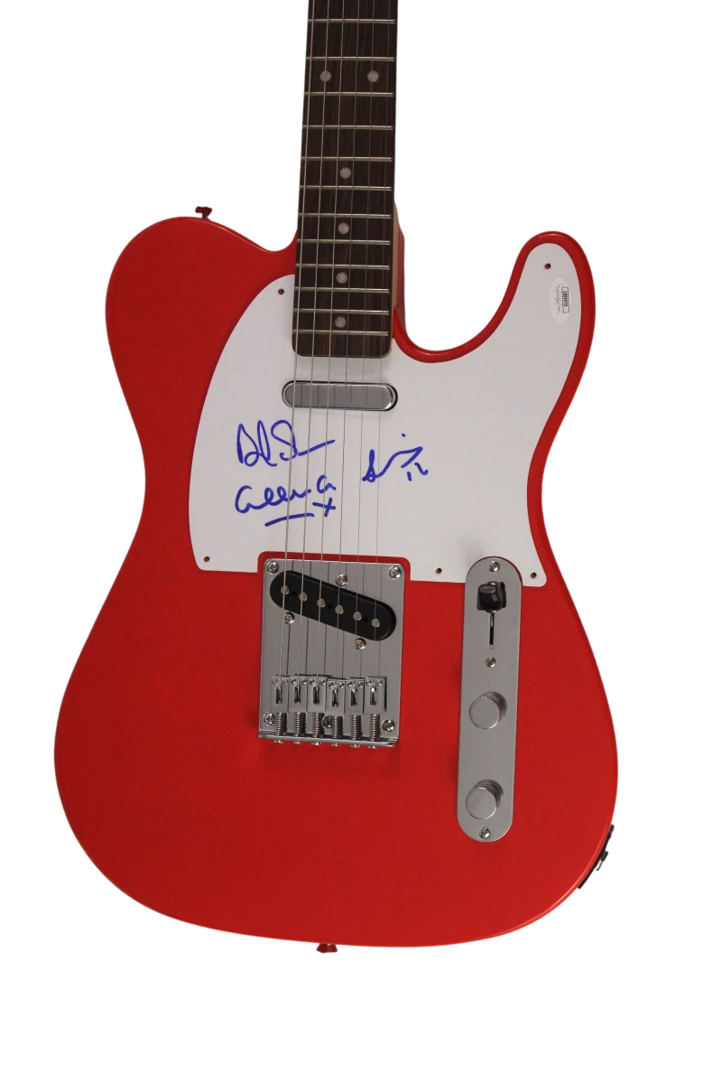 NEW ORDER BAND X3 SIGNED AUTOGRAPH RED FENDER TELECASTER ELECTRIC GUITAR W/ JSA