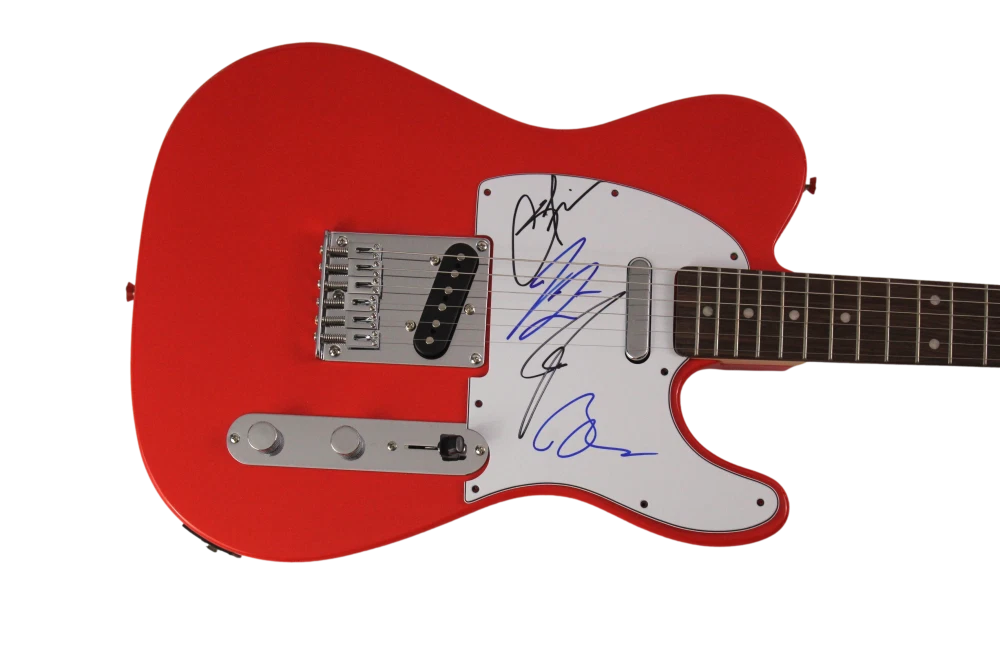 KINGS OF LEON BAND SIGNED AUTOGRAPH RED FENDER TELECASTER ELECTRIC GUITAR W/ JSA