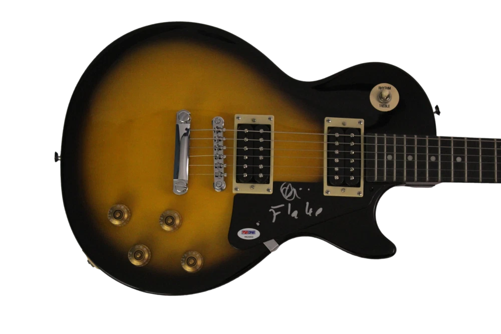 OLIVER RIEDEL & FLAKE SIGNED AUTOGRAPH GIBSON LES PAUL GUITAR RAMMSTEIN PSA COA