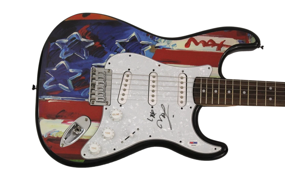 PETER MAX SIGNED AUTOGRAPH CUSTOM 1/1 FULL SIZE FENDER GUITAR - POP ART ICON PSA