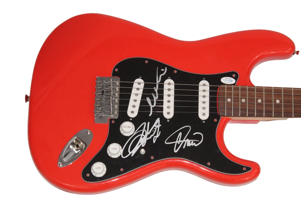 GRETA VAN FLEET BAND (X3) SIGNED AUTOGRAPH RED FENDER ELECTRIC GUITAR ACOA COA