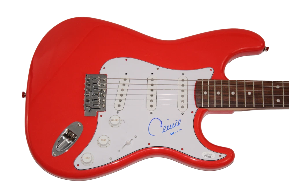 CELINE DION SIGNED AUTOGRAPH R FENDER ELECTRIC GUITAR LET'S TALK ABOUT LOVE JSA