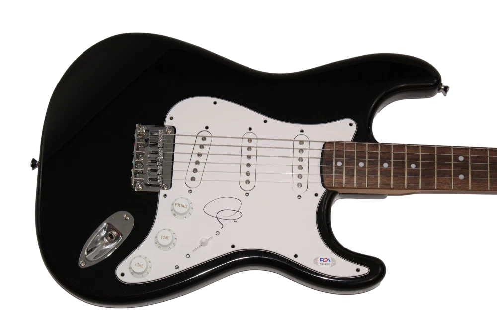 ADAM LEVINE SIGNED AUTOGRAPH FULL SIZE BLACK FENDER ELECTRIC GUITAR MAROON 5 PSA