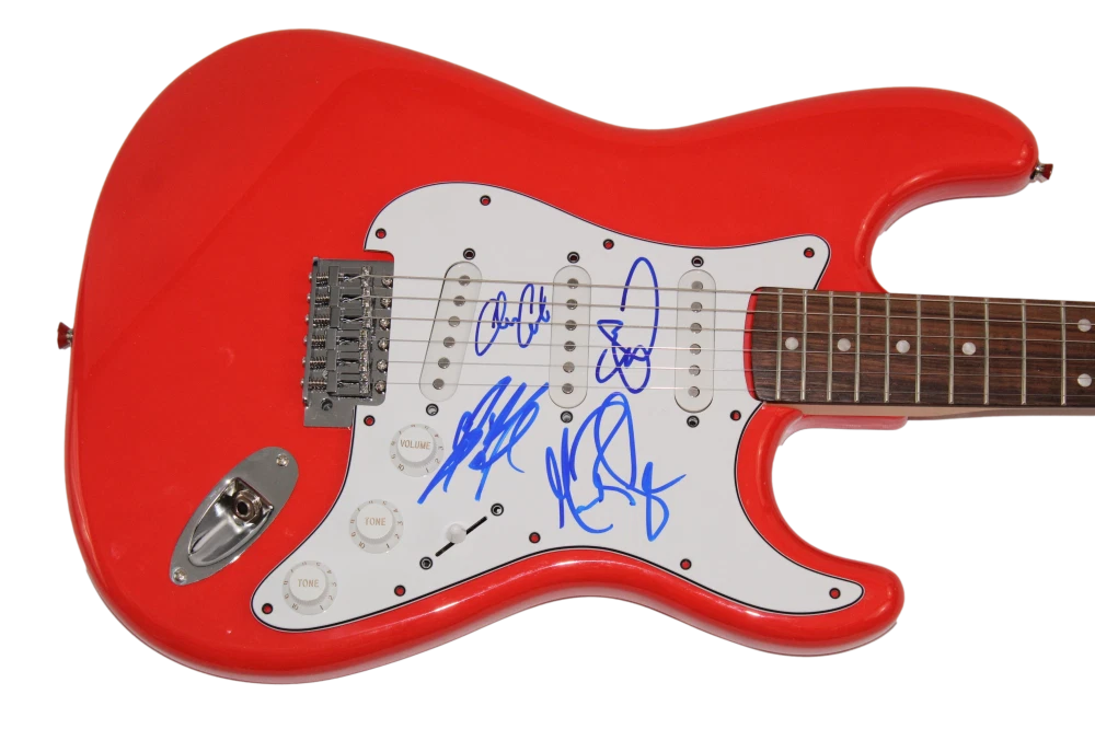 OAR BAND (X4) SIGNED AUTOGRAPH RED FENDER ELECTRIC GUITAR - O.A.R. JSA COA