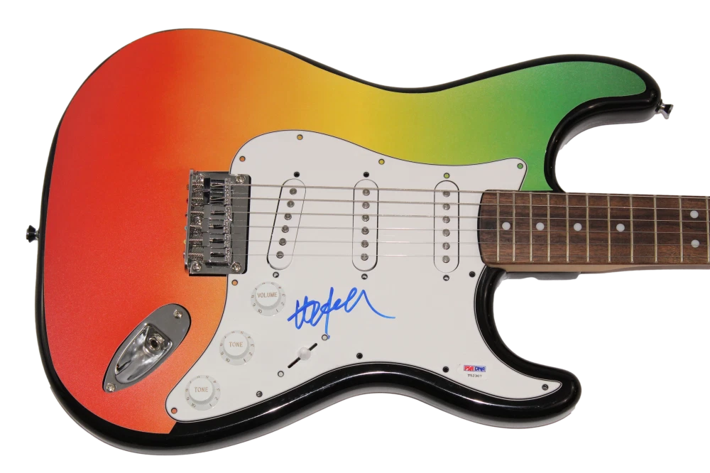 WILLIE NELSON SIGNED AUTOGRAPH 420 WILLIE'S RESERVE FENDER ELECTRIC GUITAR PSA