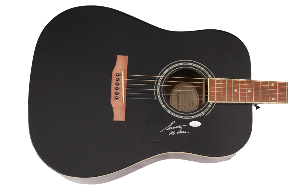 SCOTTY MOORE SIGNED AUTOGRAPH EPIPHONE ACOUSTIC GUITAR ELVIS PRESLEY BAND JSA