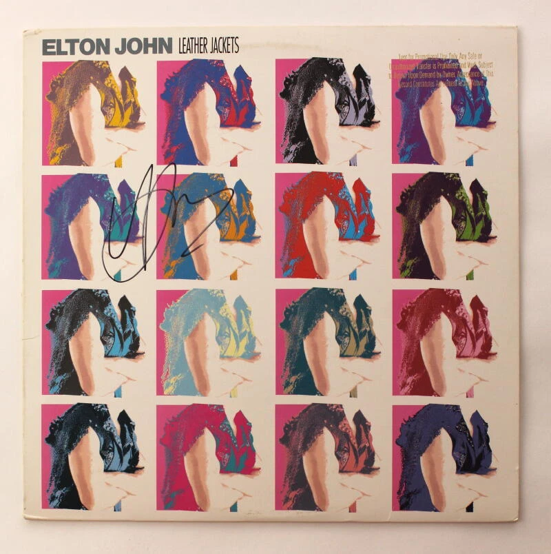 ELTON JOHN SIGNED AUTOGRAPH ALBUM VINYL RECORD - LEATHER JACKET RARE! JSA COA
