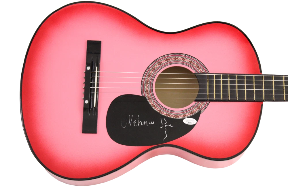 MELANIE SAFKA SIGNED AUTOGRAPH FULL SIZE PINK ACOUSTIC GUITAR WOODSTOCK 1969 JSA