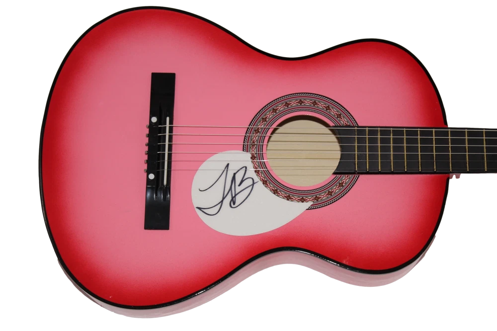 JUSTIN BIEBER SIGNED AUTOGRAPH FULL SIZE PINK ACOUSTIC GUITAR PURPOSE W/ JSA COA
