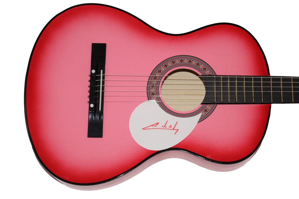 BILLIE EILISH SIGNED AUTOGRAPH FULL SIZE PINK ACOUSTIC GUITAR - BAD GUY JSA COA