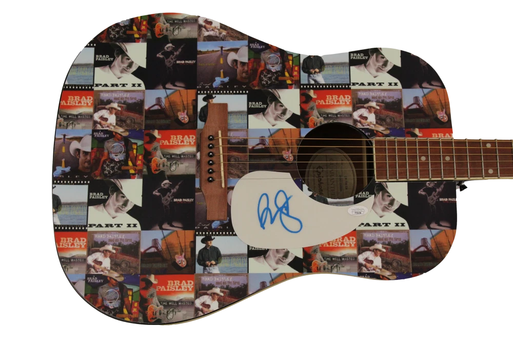 BRAD PAISLEY SIGNED AUTOGRAPH CUSTOM GIBSON EPIPHONE ACOUSTIC GUITAR - JSA COA