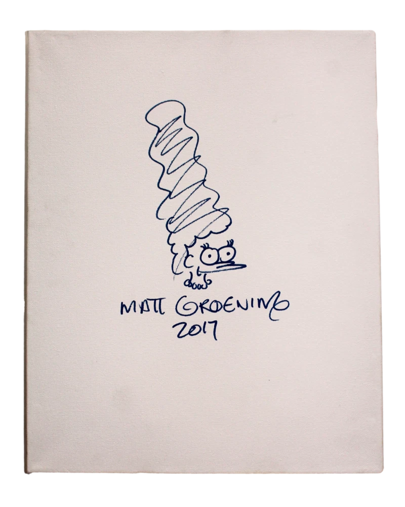 MATT GROENING SIGNED AUTOGRAPH 11X14 HAND DRAWN CANVAS SKETCH MARGE SIMPSONS JSA