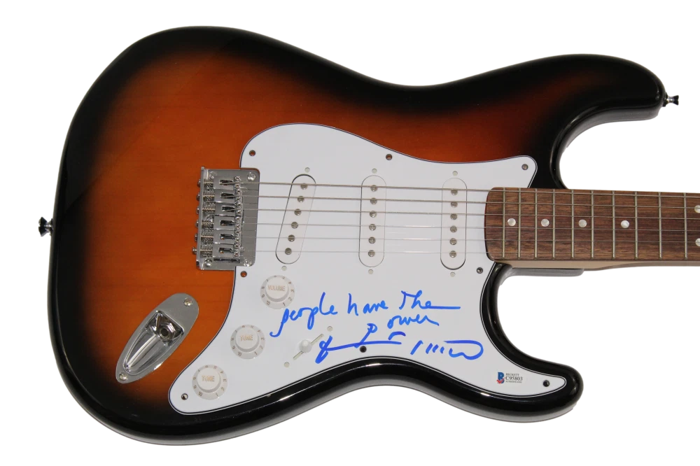 PATTI SMITH SIGNED AUTOGRAPH FENDER ELECTRIC GUITAR - PEOPLE HAVE THE POWER BAS