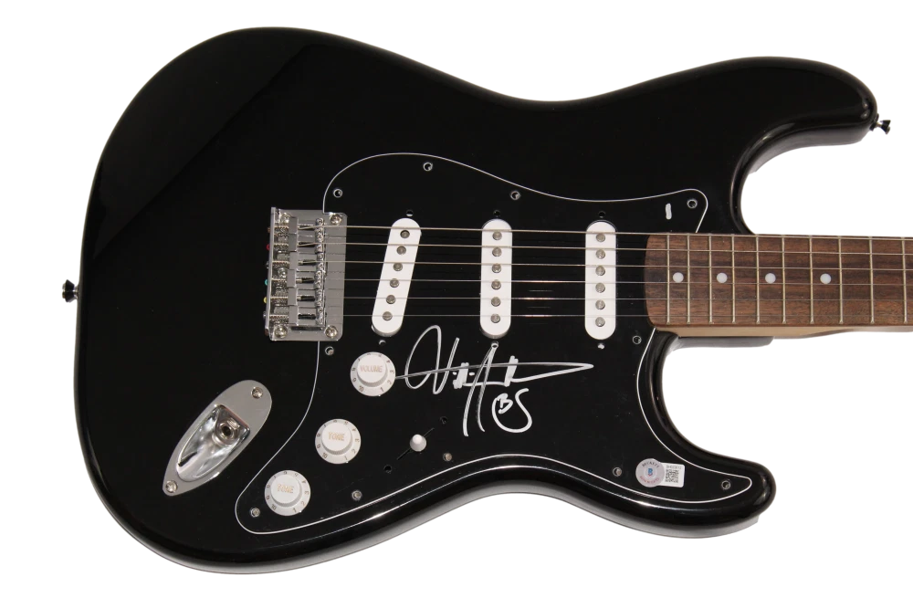 BILLY STRINGS SIGNED AUTOGRAPH FULL SIZE BLK FENDER ELECTRIC GUITAR RENEWAL BAS