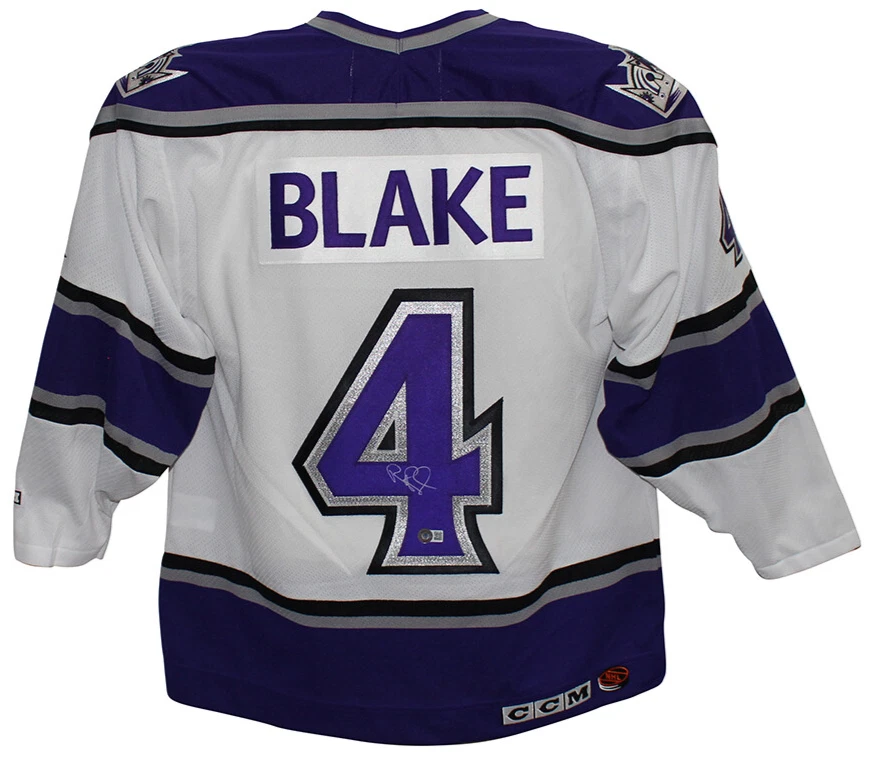 Rob Blake Autographed Los Angeles Kings White Sz. L Replica Jersey Beckett 35806