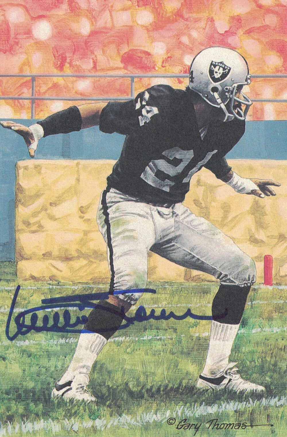 Willie Brown Autographed/Signed Oakland Raiders Goal Line Art Card Blue 29343