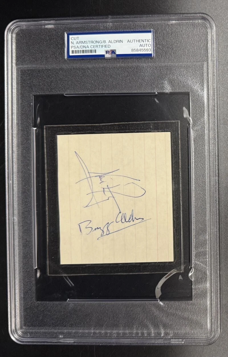 Neil Armstrong & Buzz Aldrin Signed PSA/DNA Cut - Apollo Moon Landing Astronauts