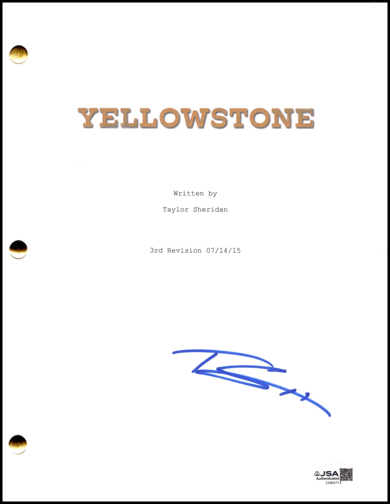 Taylor Sheridan Signed Autograph Yellowstone Pilot Script Screenplay JSA COA