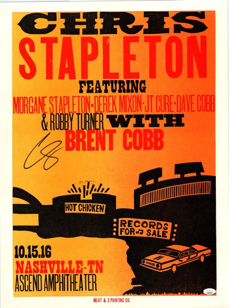 Chris Stapleton Signed Autograph 18x24 Concert Tour Poster Nashville 2016 JSA