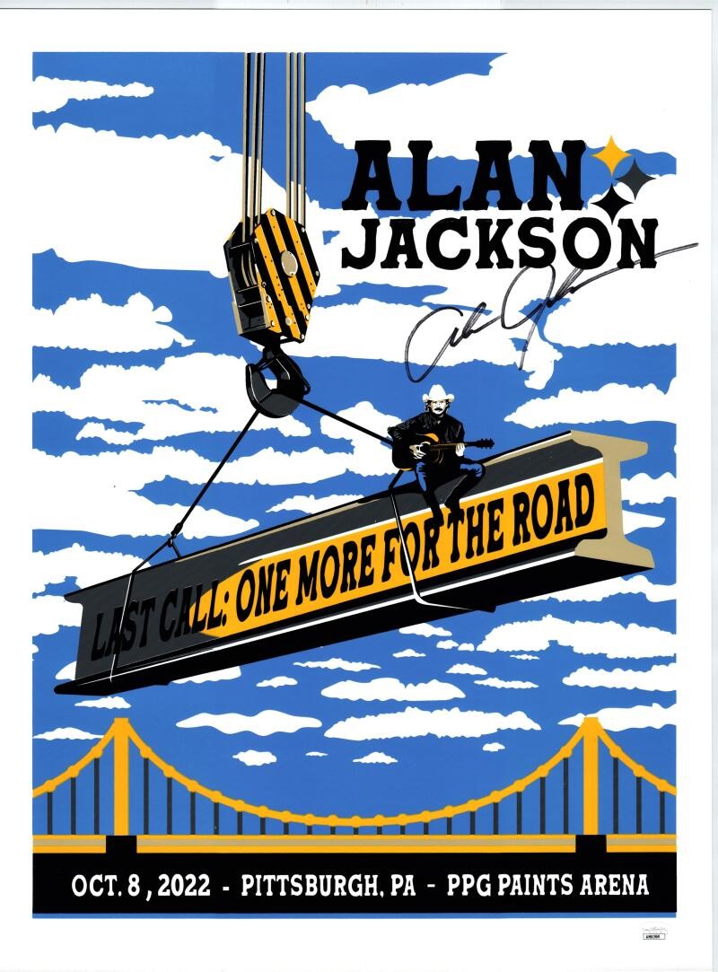 Alan Jackson Signed Autograph 18x24 Concert Tour Poster Pittsburgh 2022 JSA C