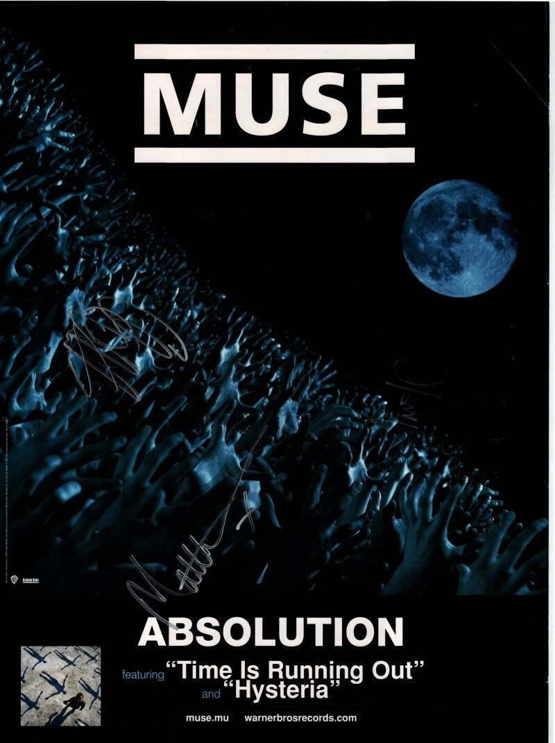 Muse Band Signed Autograph 18x24 Original Absolution Album Poster Beckett COA B