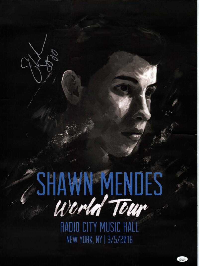 Shawn Mendes Signed Autograph 18x24 Concert Tour Poster Radio City 2016 JSA COA