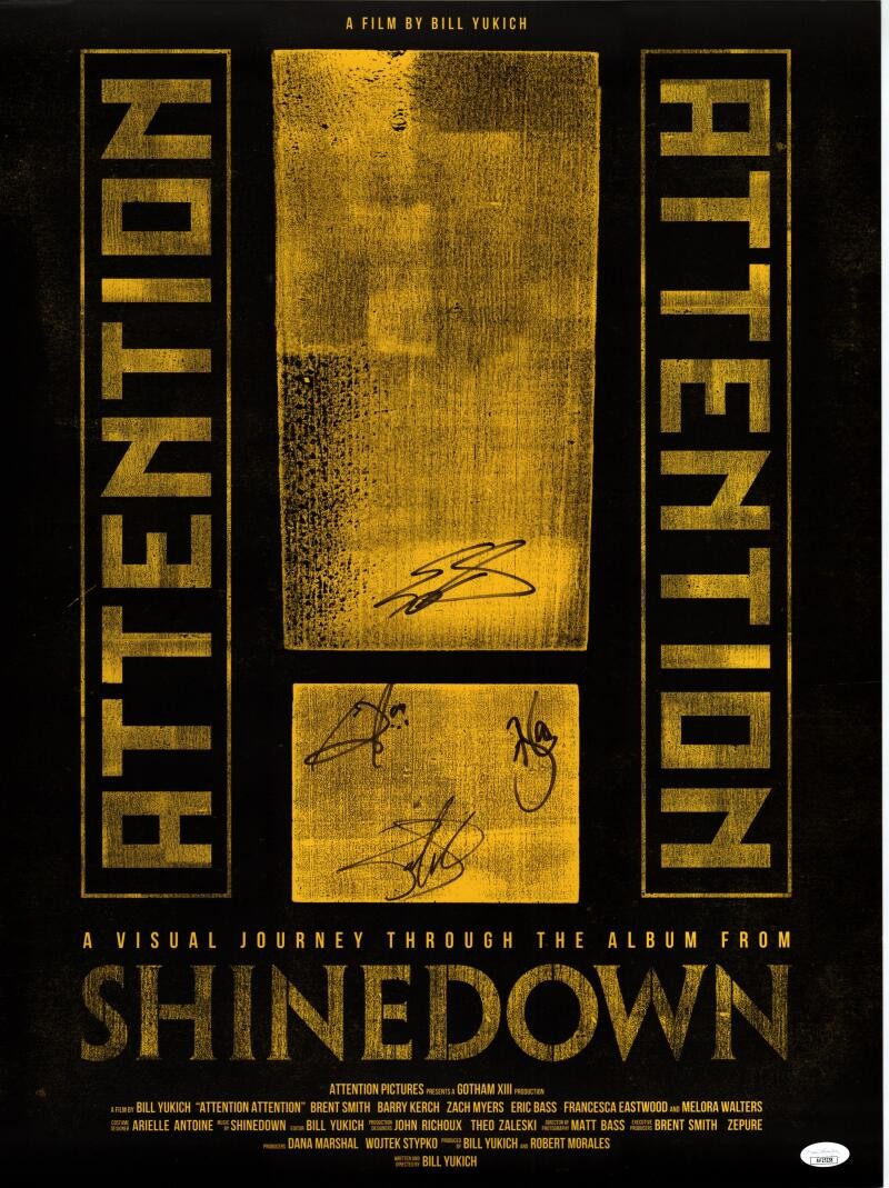 Shinedown Full Signed Autograph 18x24 Movie Concert Poster Attention JSA COA D