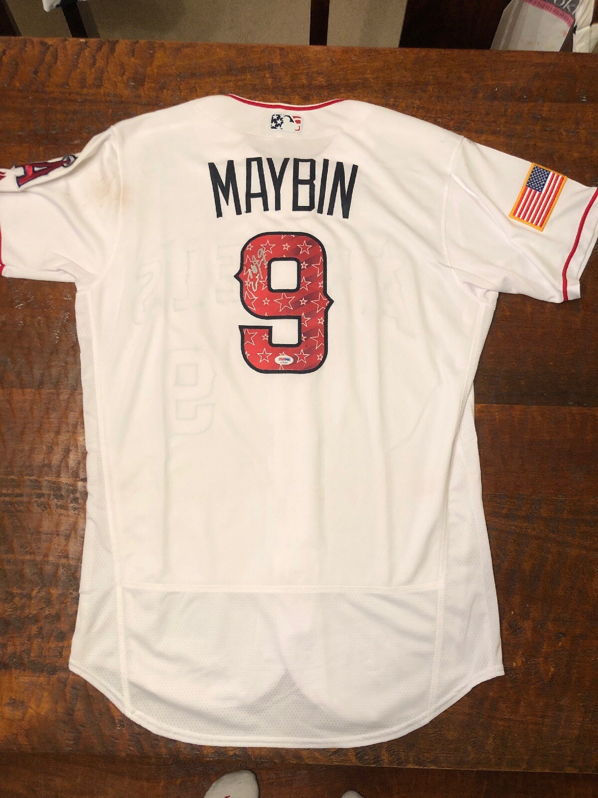 Cameron Maybin Signed Game Used 4th Of July Angels Jersey Psa Dna & MLB Coa