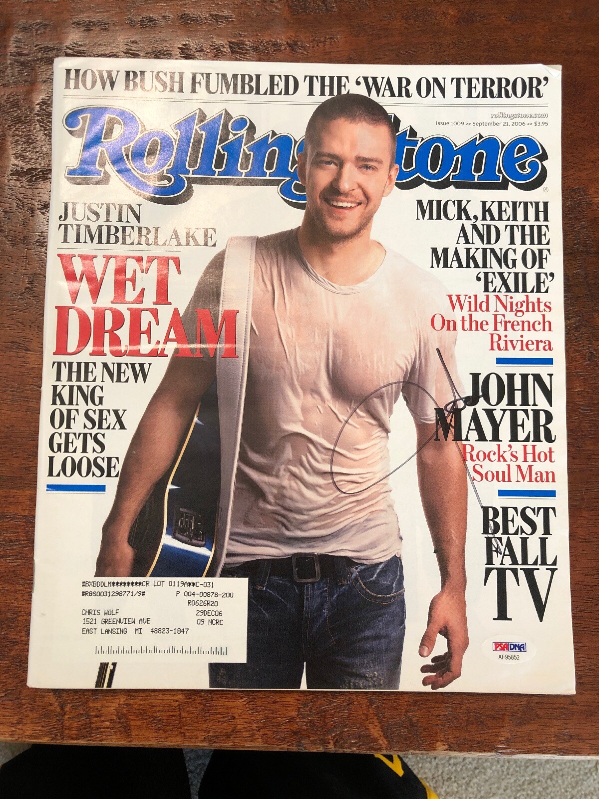 Justin Timberlake Signed Rolling Stone Magazine Psa/Dna Coa Autographed