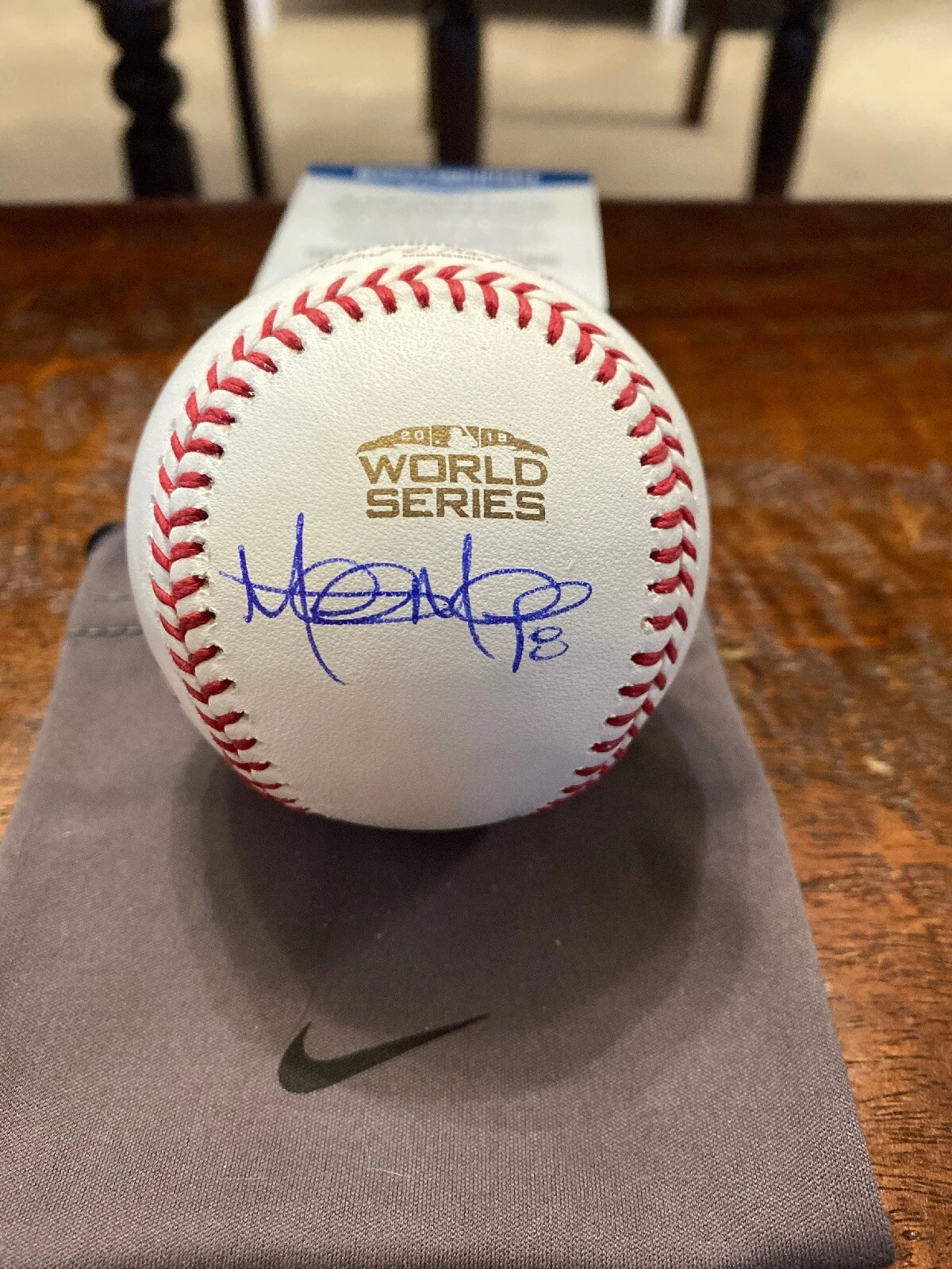 Mitch Moreland Signed 2018 World Series Baseball Beckett BAS Coa Boston Red Sox