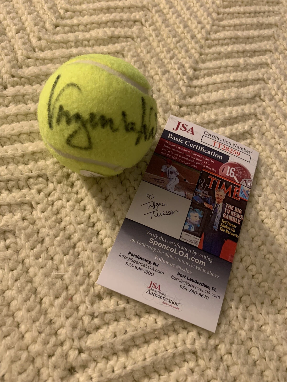 Virginia Wade Signed Tennis Ball Autographed JSA Authentication COA