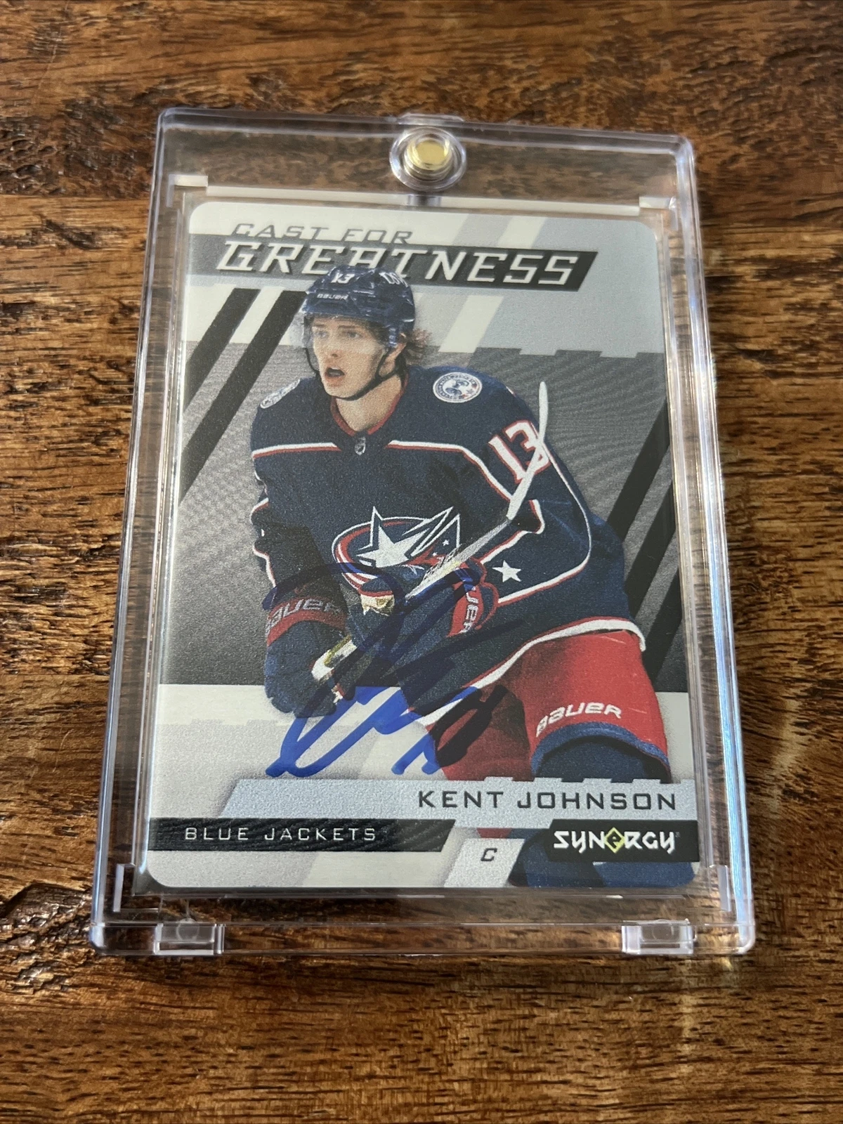 Kent Johnson IP Signed Cast For Greatness Card PSA DNA  Autographed Blue Jackets