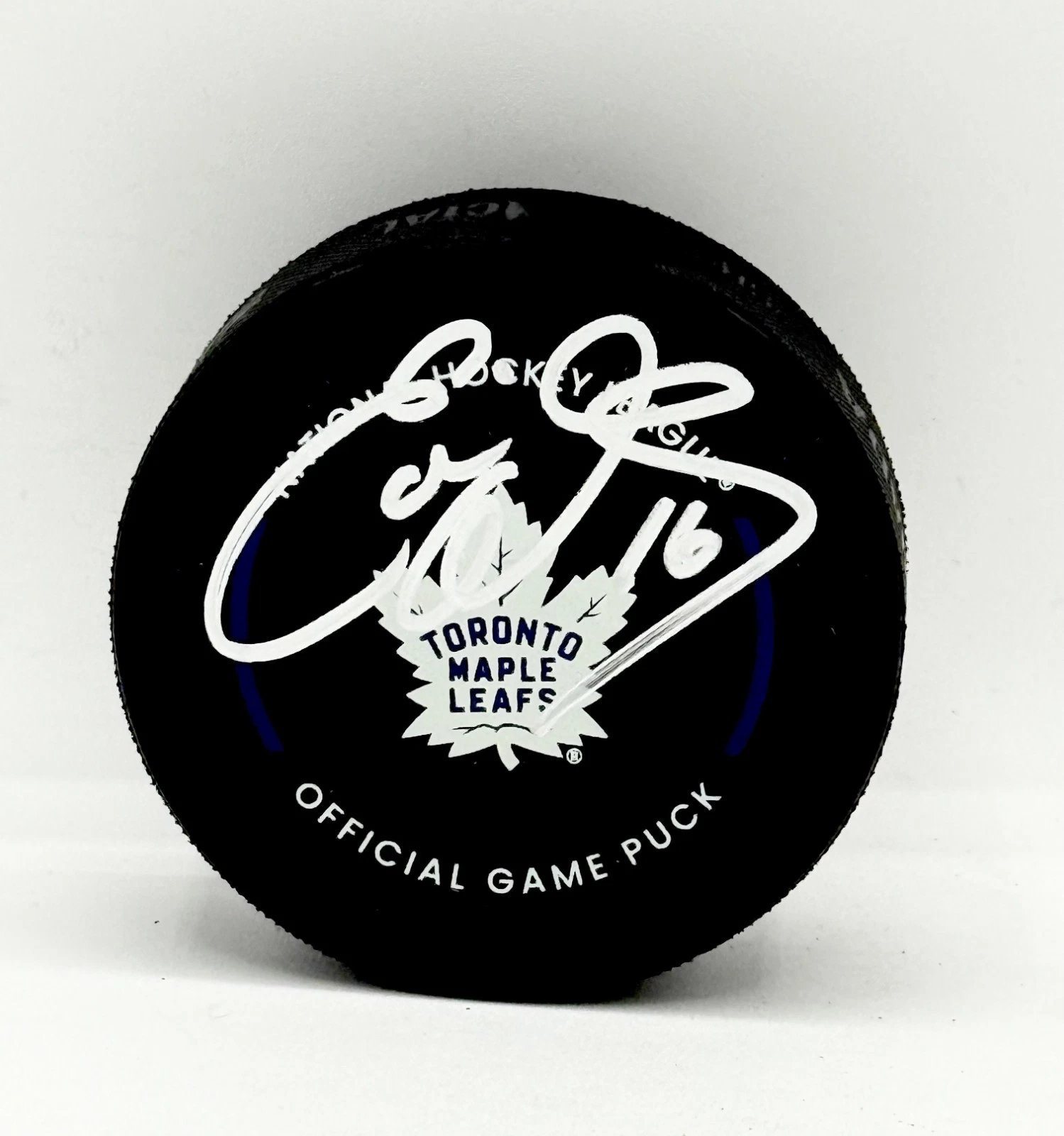 Eddie Olczyk signed Toronto Maple Leafs Game Puck autographed JSA Witnessed