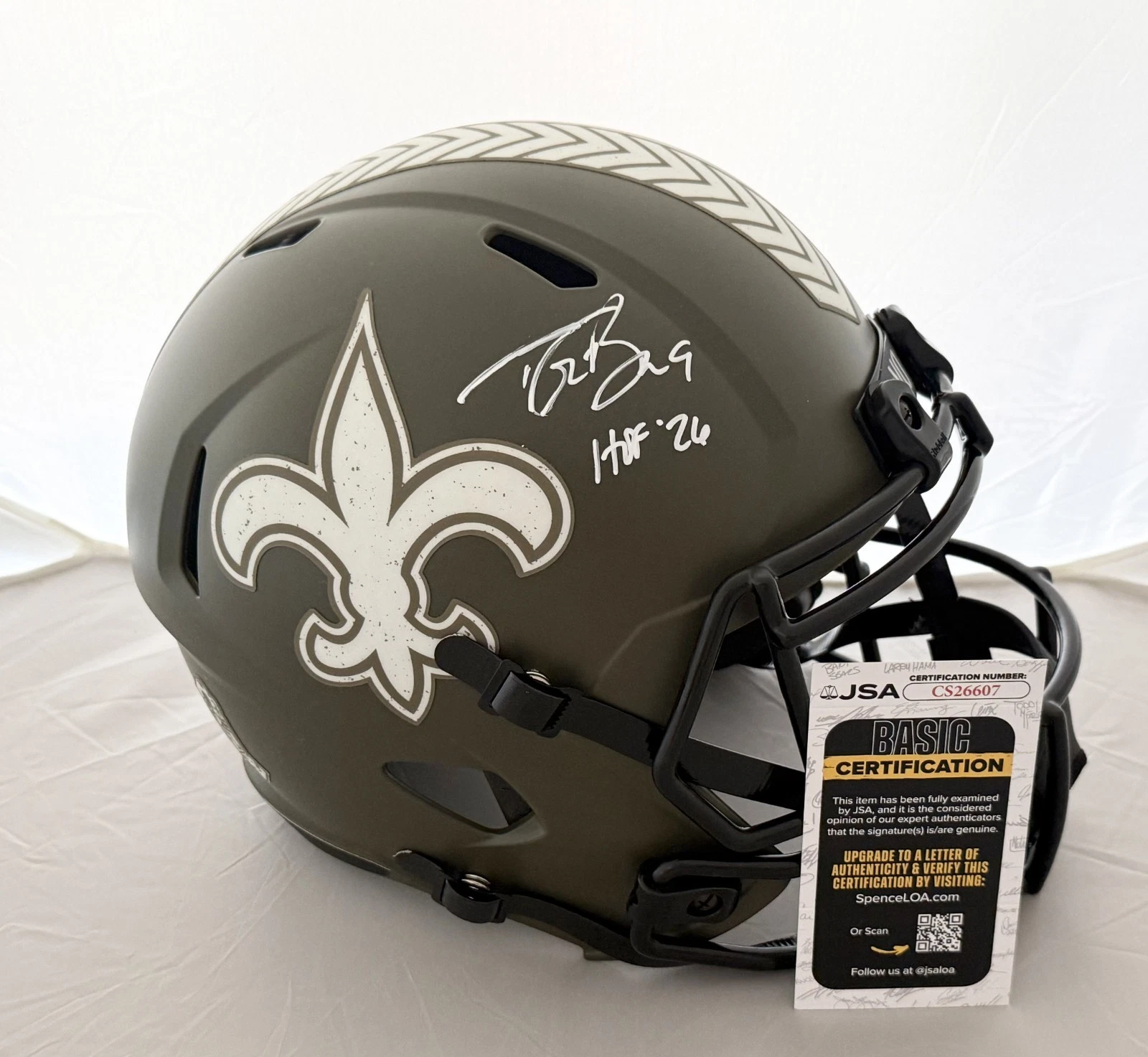 Drew Brees signed New Orleans Saints STS Full Size Helmet + HOF 26 Inscr. JSA