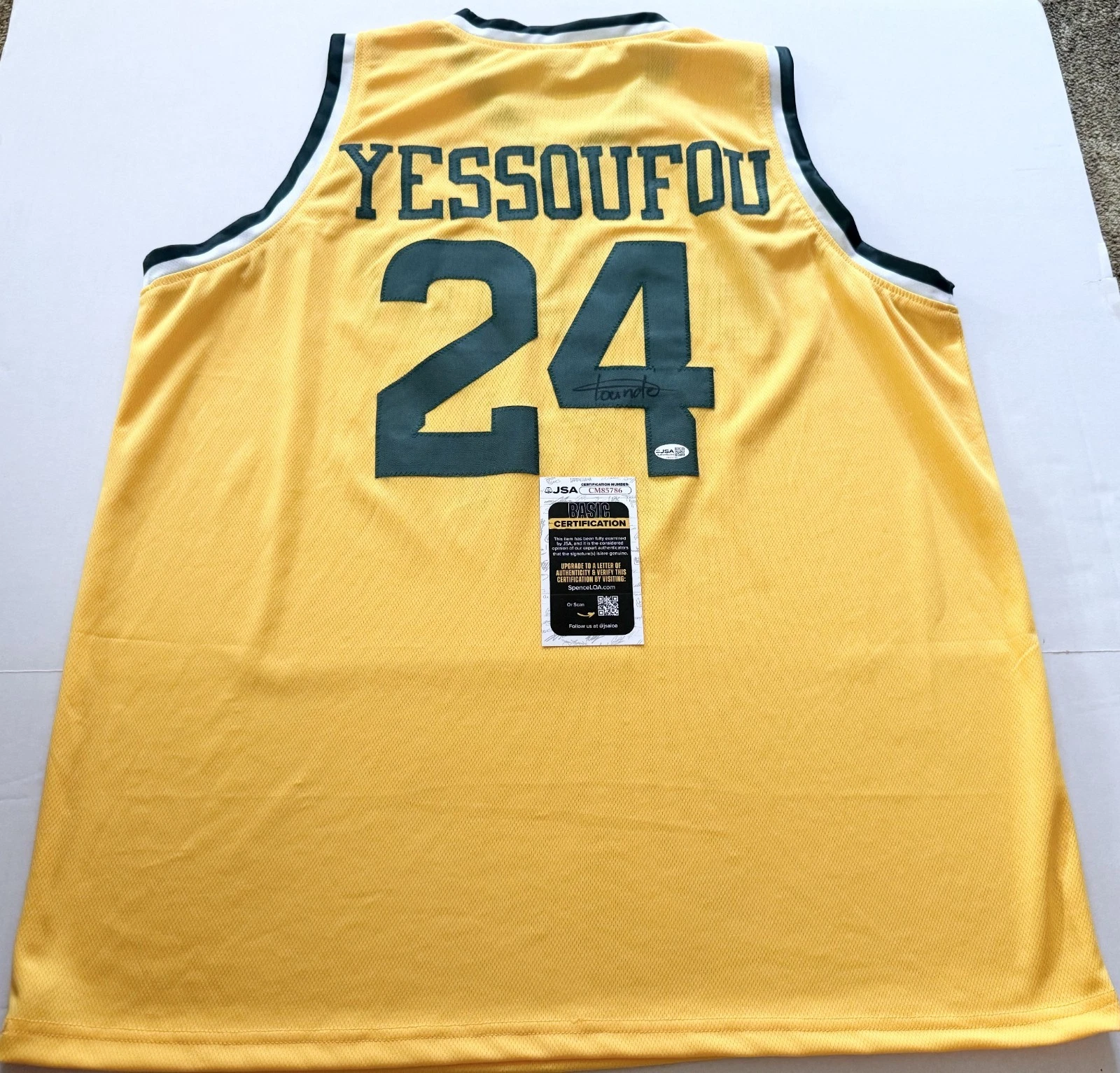Tounde Yessoufou Baylor Bears signed Custom jersey autographed JSA