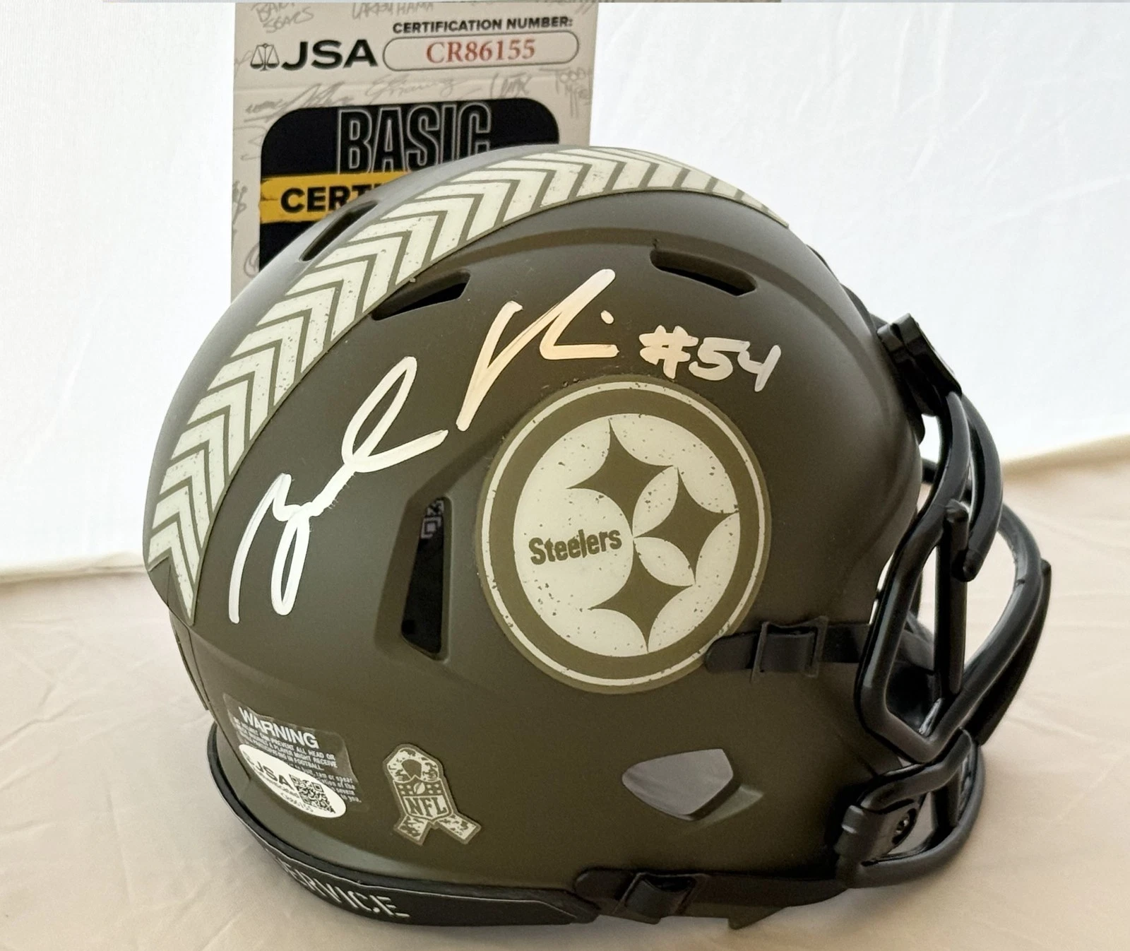 Zach Frazier signed Pittsburgh Steelers Salute To Service mini helmet JSA