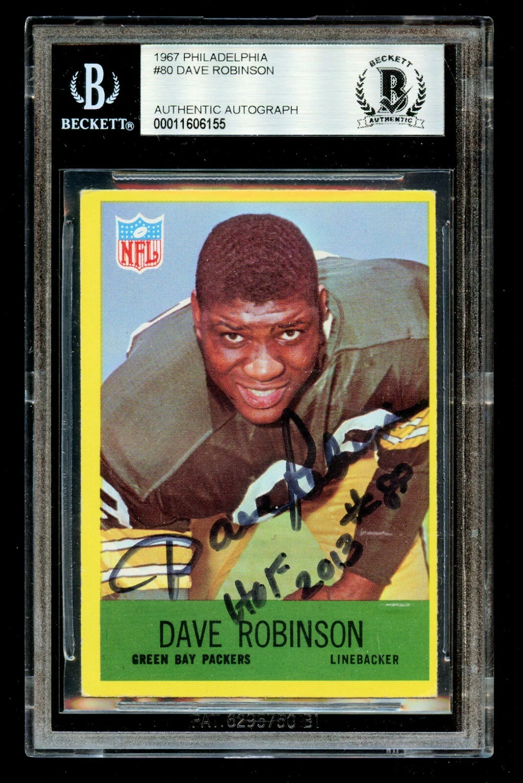 Dave Robinson #80 signed autograph 1967 Philadelphia ROOKIE Football Card BAS