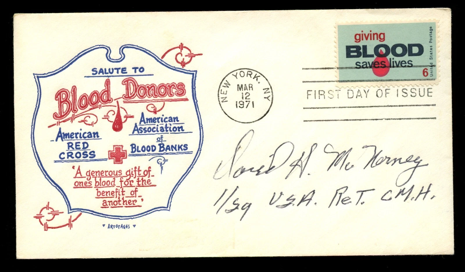 David McNerney d2010 signed autograph FDC Medal of Honor Recipient Army Vietnam