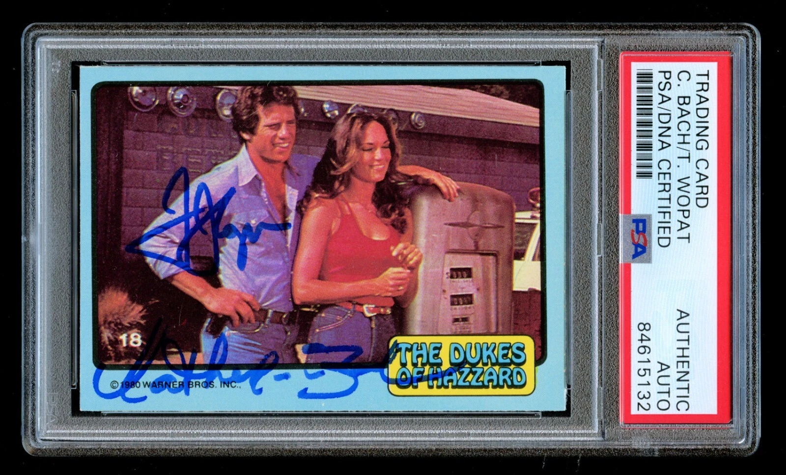 Catherine Bach & Tom Wopat signed autograph The Dukes of Hazzard Card PSA Slab