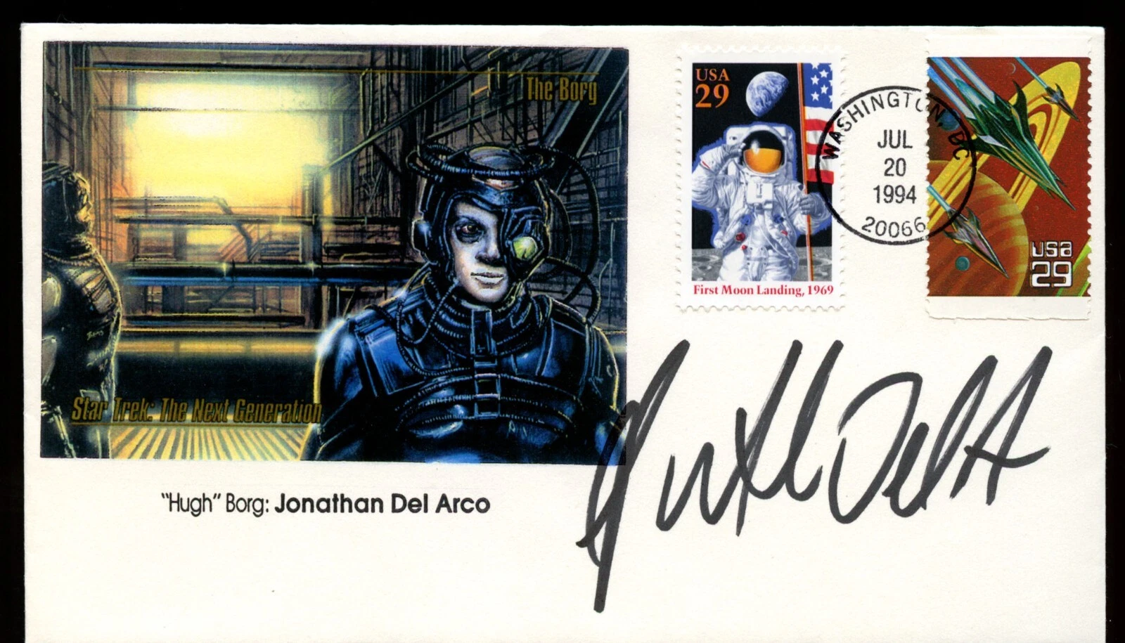 Jonathan Del Arco signed autograph Postal Cover Hugh the Borg in Star Trek BAS